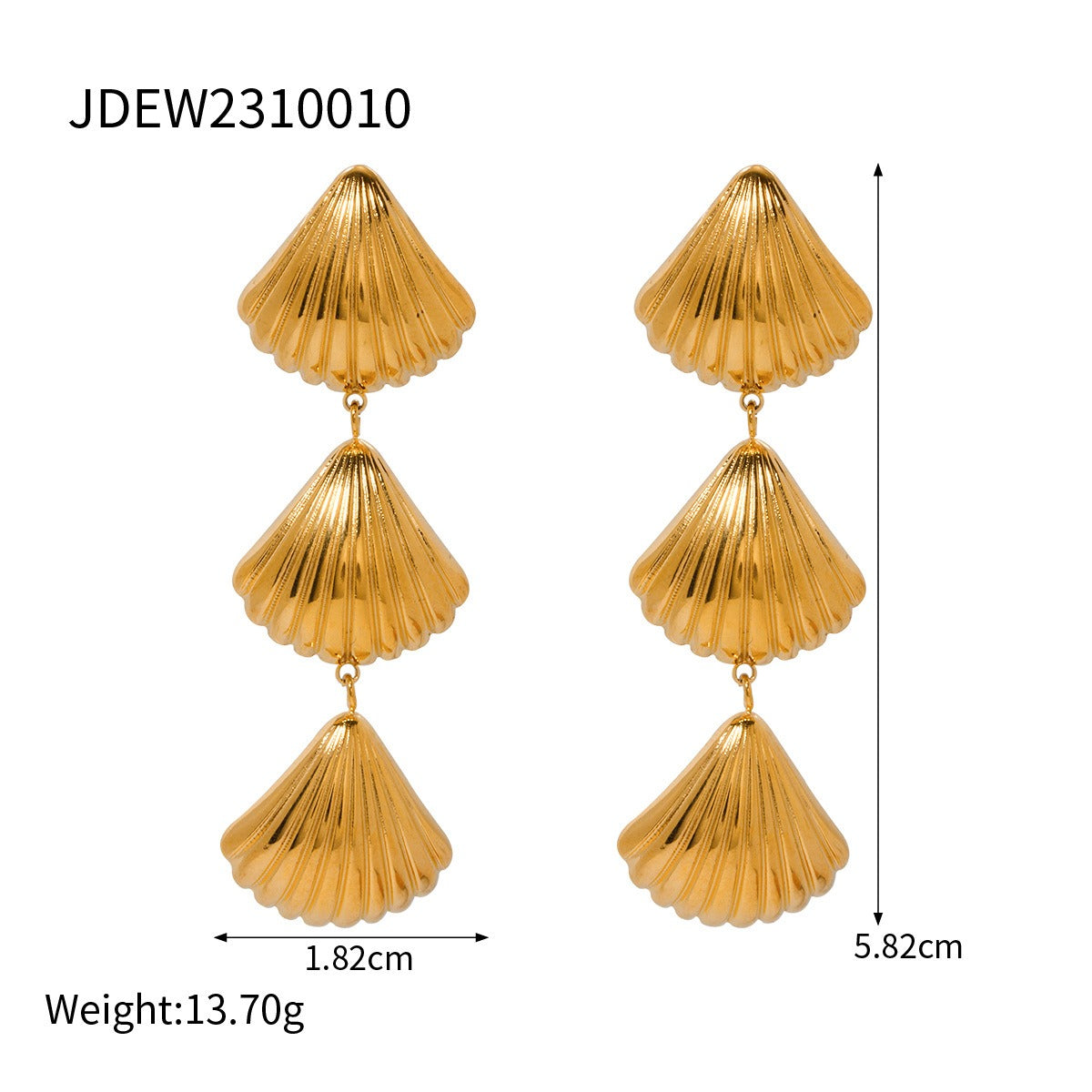 Three Tier Shells Dangling Earrings