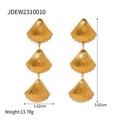 Three Tier Shells Dangling Earrings