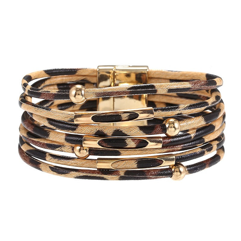 Leopard Print Loops Magnetic Bracelet