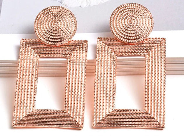 Rectangular Frame Drop Earrings