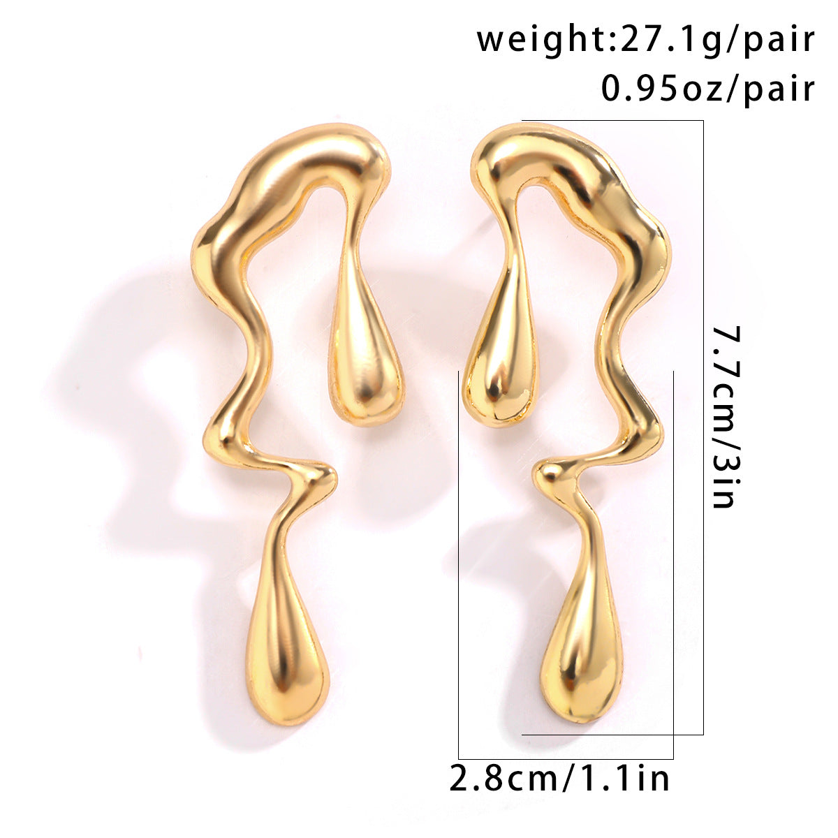 Warped Elongated Metal Stud Earrings