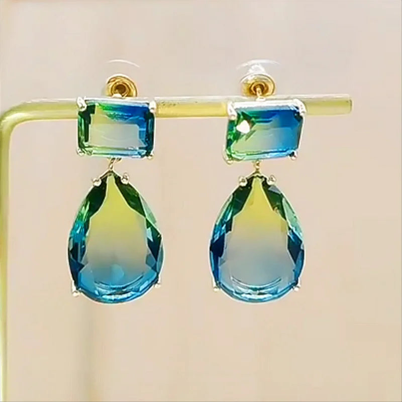 Gradient Tourmaline Water Drop Earrings