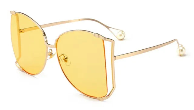 Pearl Temple Tips Square Sunglasses