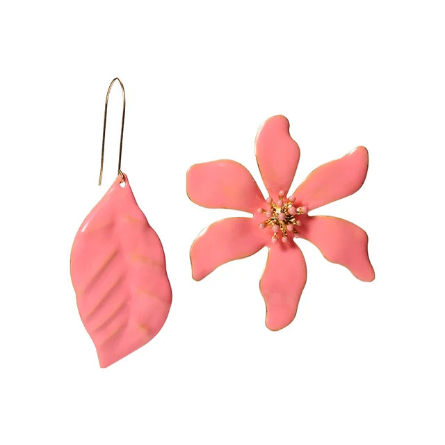 Flower Leaf Hook Stud Earrings