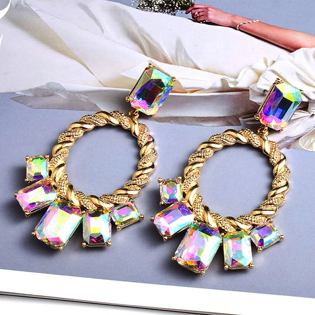 Bejeweled Twisted Loops Drop Earrings