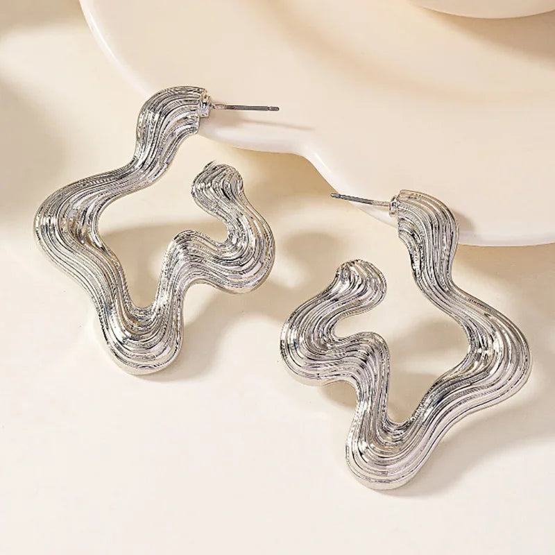 Warped Textured Large Hoop Earrings