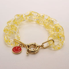 Zircon Charm Link Resin Bracelet