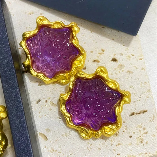 Colored Resin Irregular Stud Earrings