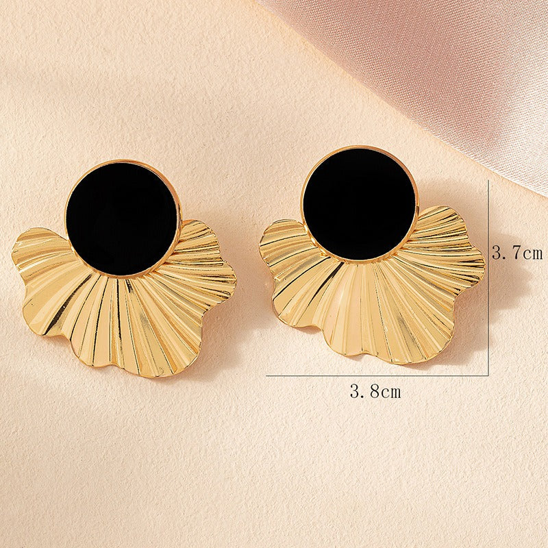 Pre Order:  Black Round Fan Earrings