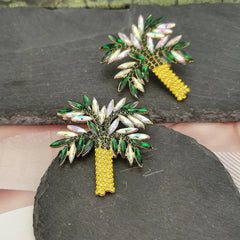 Palm Tree Crystal Stud Earrings