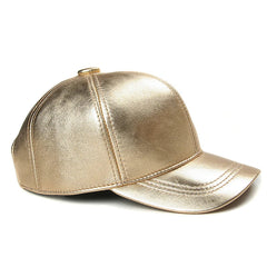 Gold Leather Baseball Cap