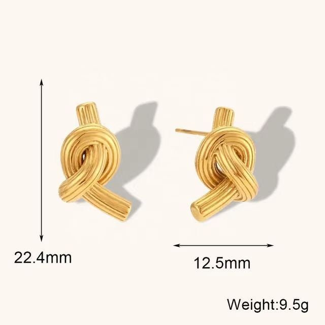 18K Gold Electroplated Textured Knot Earrings - Kelly Obi New York