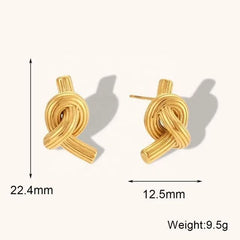 18K Gold Electroplated Textured Knot Earrings - Kelly Obi New York