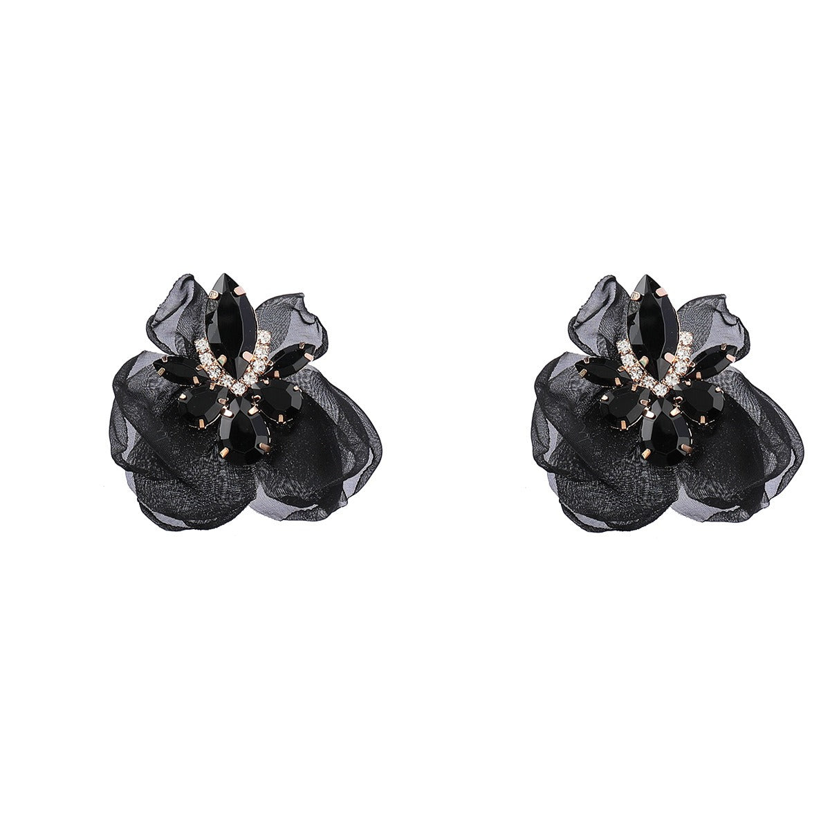 Elegant Vintage Alloy Diamond Flower Earrings