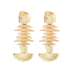 Vintage Golden Stitched Fishbone Earrings