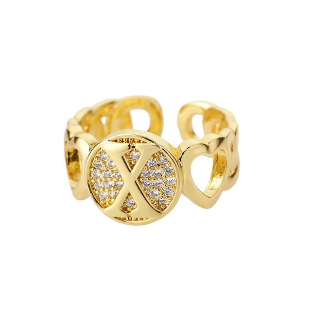 Alphabet Gold Plated Resizable Ring