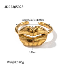 Ribbed Lips Plated Adjustable Ring