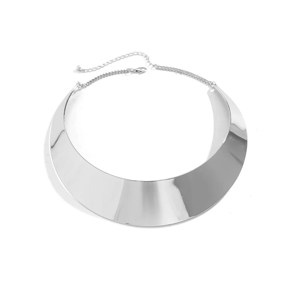 Wide Metal Torque Necklace