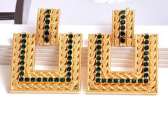 Rhinestone Embellished Square Stud Earrings