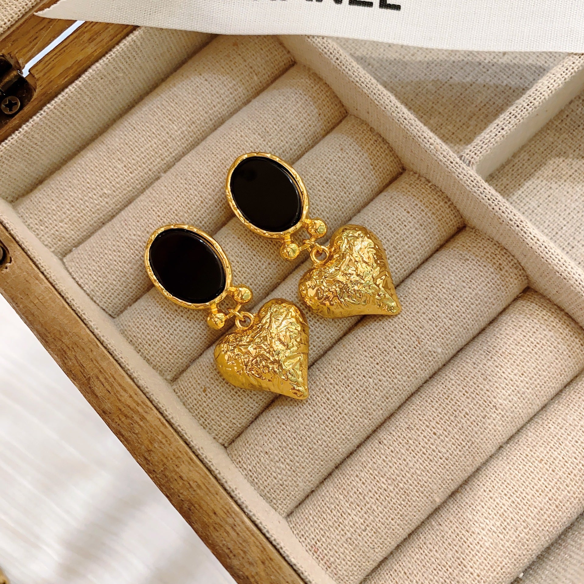 Dangling Hearts Electroplated Gold Earrings