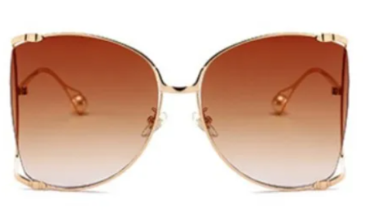 Pearl Temple Tips Square Sunglasses