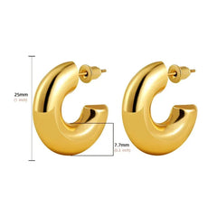 Chunky C Shape Hoop Earrings