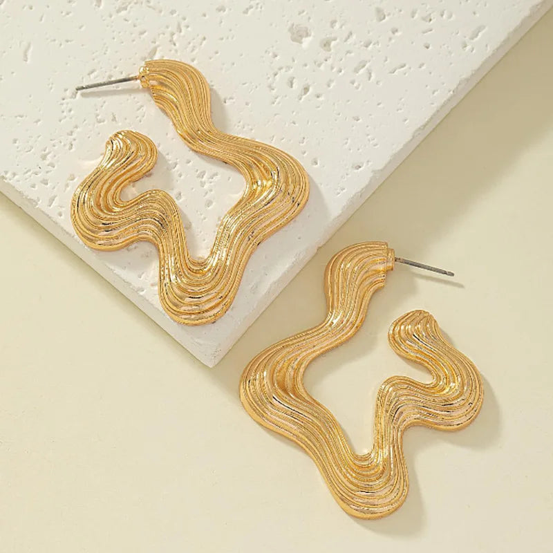 Warped Textured Large Hoop Earrings