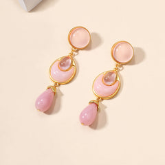 Pink Rhinestones Drop Earrings