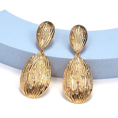 Oval Shells Rhinestones Drop Earrings