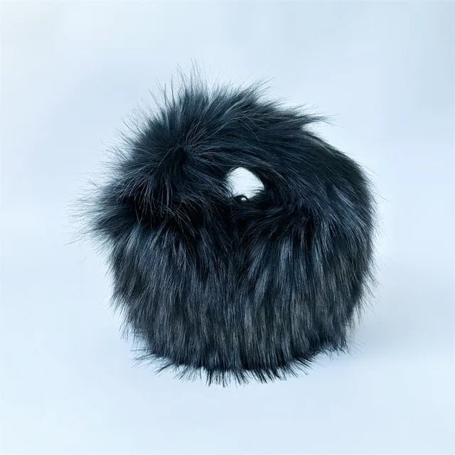 Fluffy Faux Fur Round Handbag