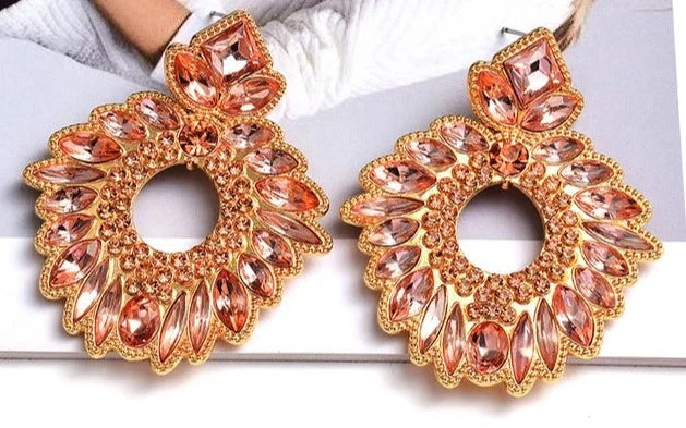 Rhinestone Wreath Drop Earrings