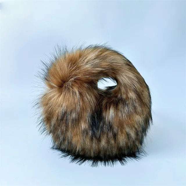 Fluffy Faux Fur Round Handbag