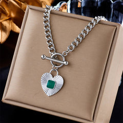 Heart Pendant Toggle Lock Necklace