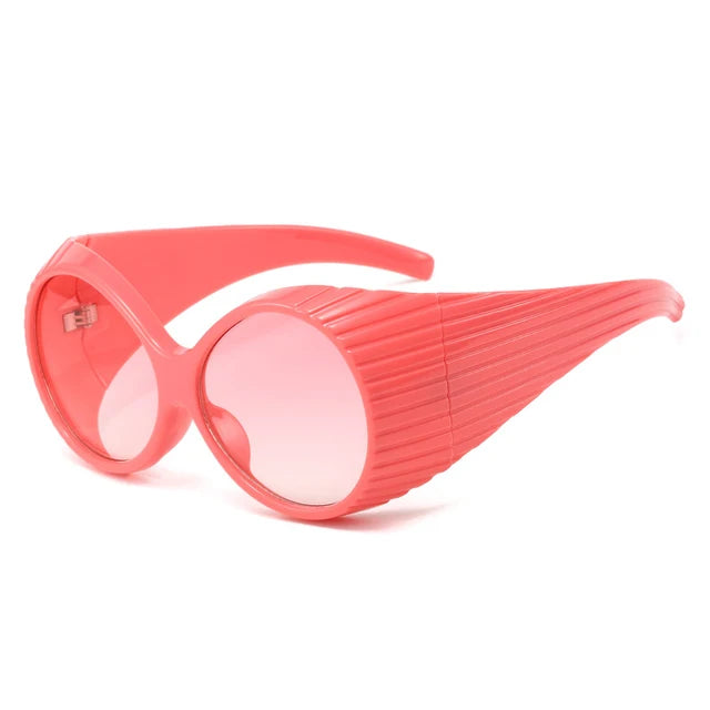 Oversized Striped Texture Temples Sunglasses