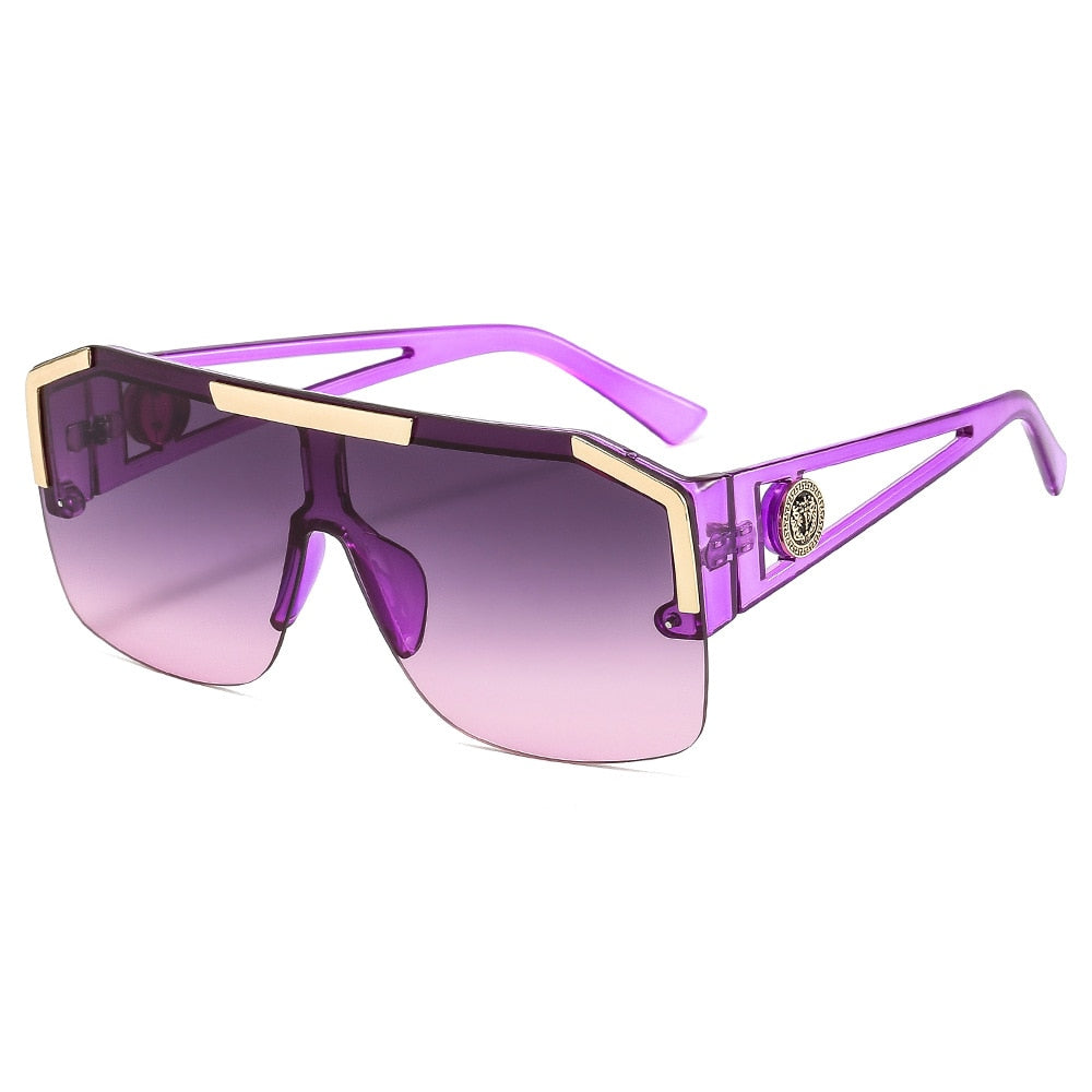 Oversized Square Semi-Rimless Sunglasses