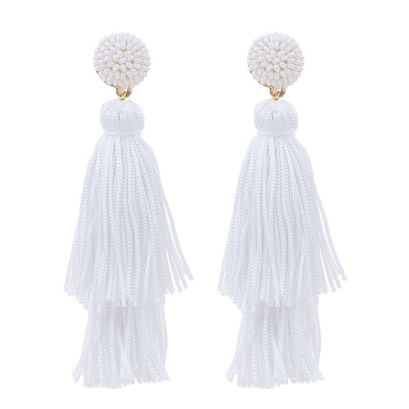 Bohemian Double Layered Tassel Earrings