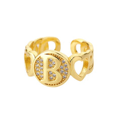 Alphabet Gold Plated Resizable Ring