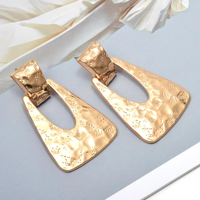 Trapezoid Textured Metal Drop Earrings