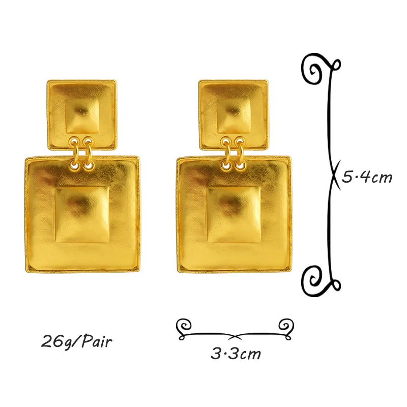 Square Link Drop Earrings