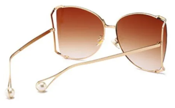 Pearl Temple Tips Square Sunglasses