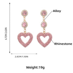 Tassel Hearts Rhinestones Dangle Earrings