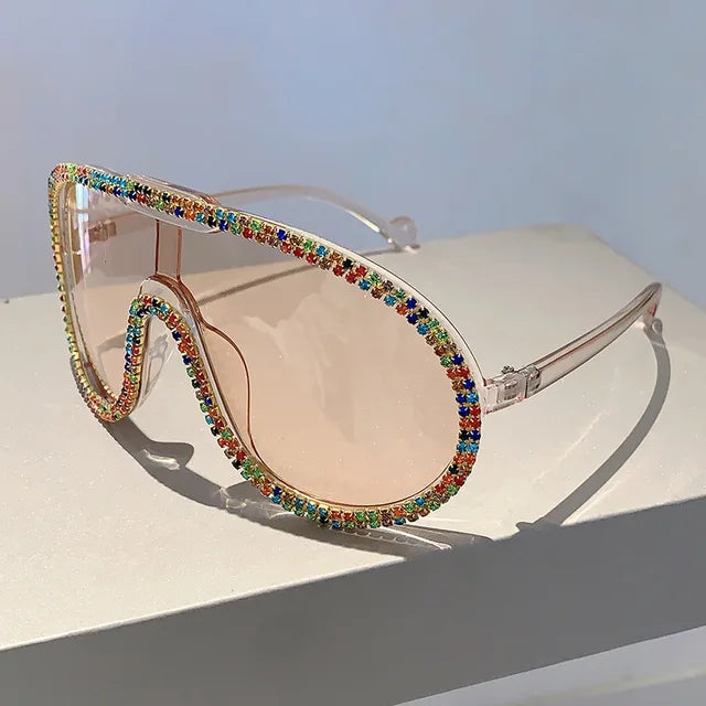 Rhinestones Large Frame Sunglasses