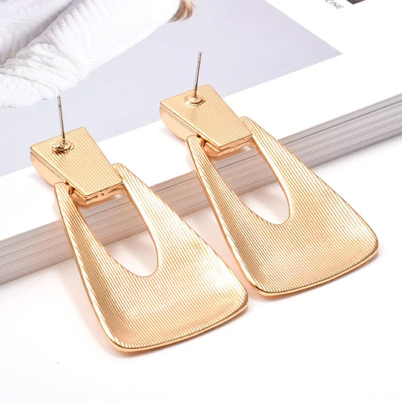 Trapezoid Textured Metal Drop Earrings