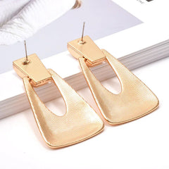 Trapezoid Textured Metal Drop Earrings