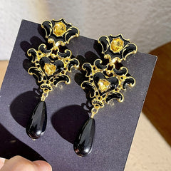 Black + Gold Palace Drop Earrings