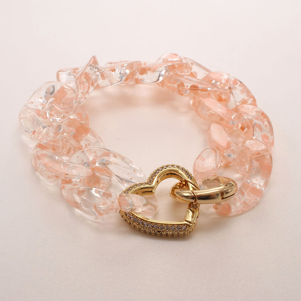 Zircon Charm Link Resin Bracelet