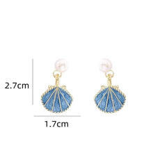 Shell Faux Pearl Drop Earrings