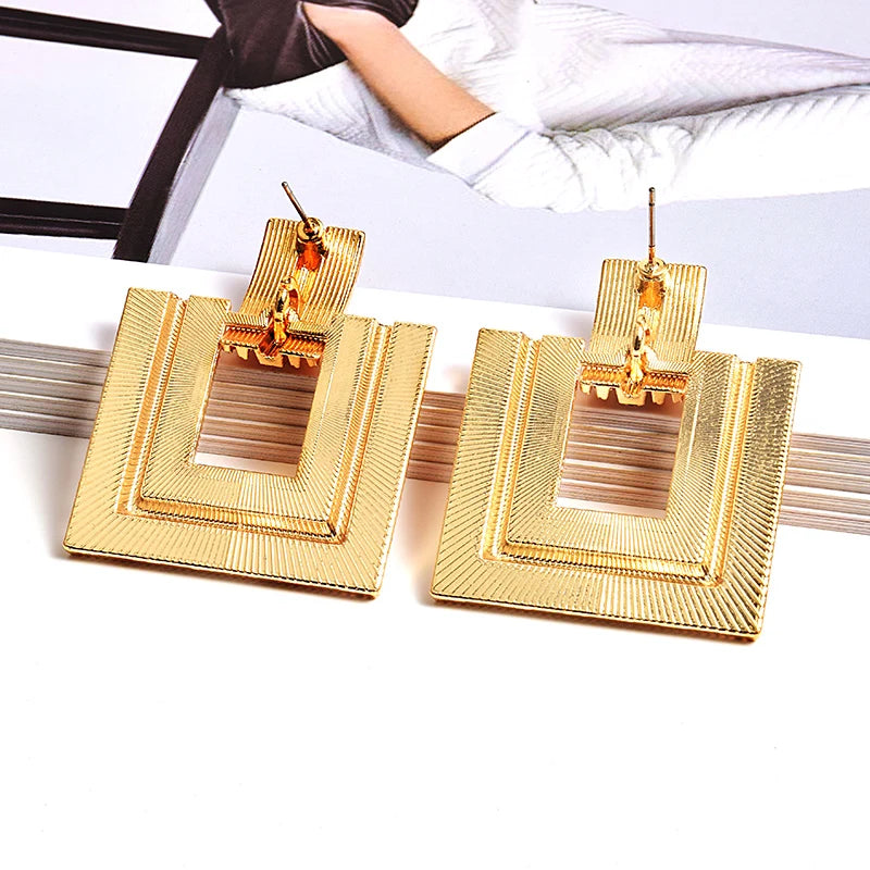 Rhinestone Embellished Square Stud Earrings