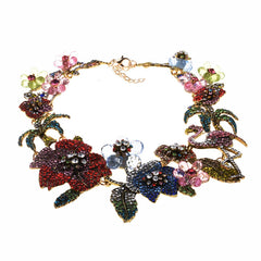 Multicolor Rhinestones Flamingo Choker Necklace