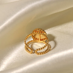 Pre Order:  Vintage Gold-Plated Oval Rhinestone Adjustable Ring